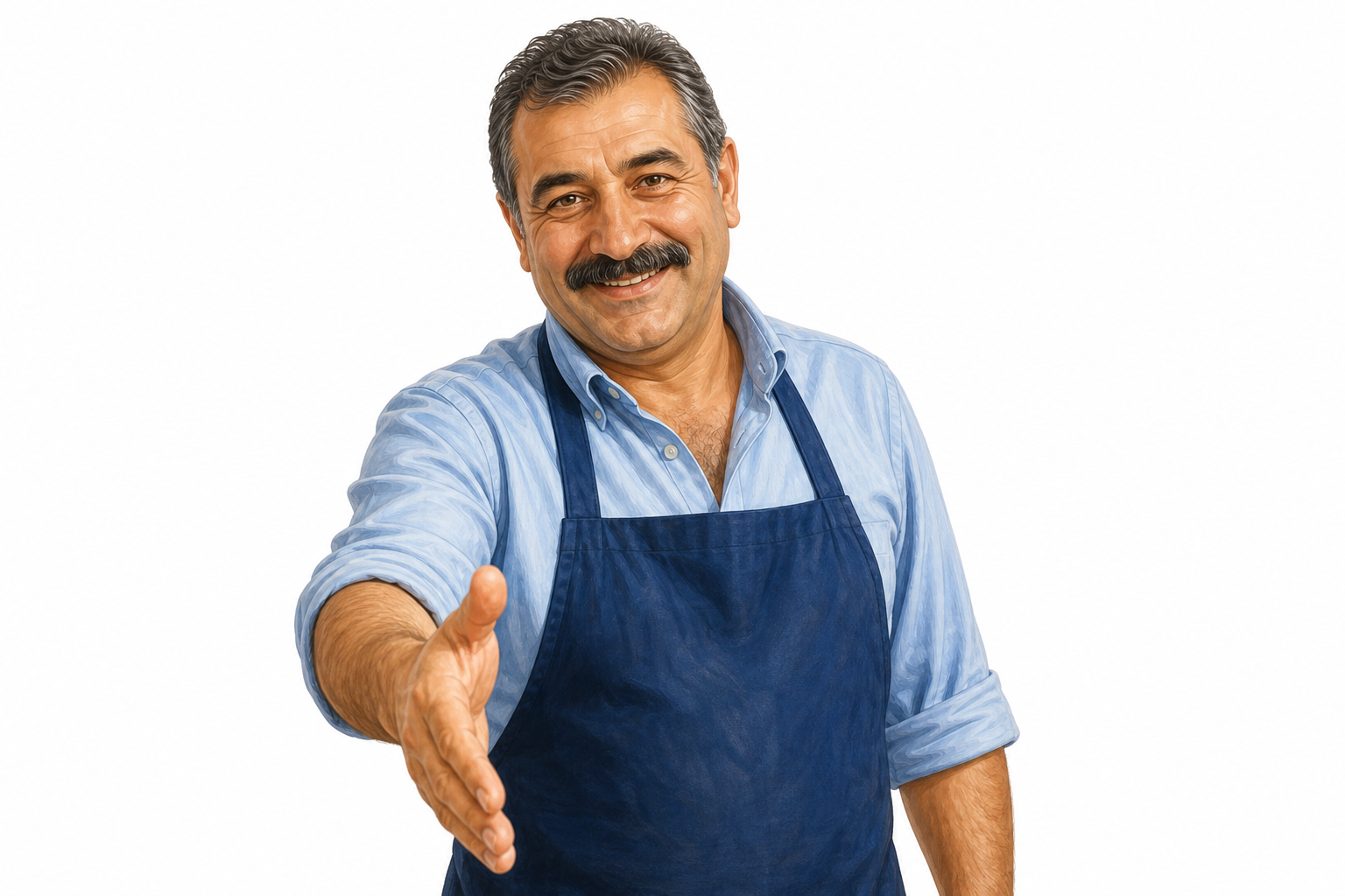 Balık restoranı sahibi el sıkışıyor